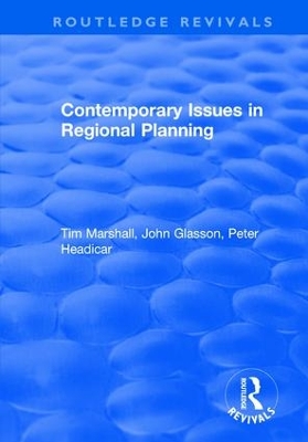 Contemporary Issues in Regional Planning by John Glasson