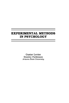 Experimental Methods in Psychology book