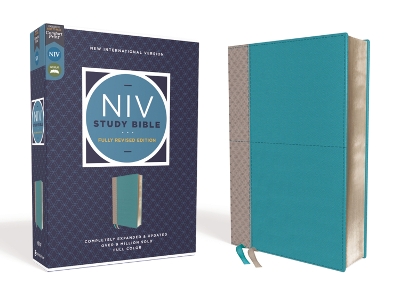 NIV Study Bible, Fully Revised Edition (Study Deeply. Believe Wholeheartedly.), Leathersoft, Teal/Gray, Red Letter, Comfort Print book