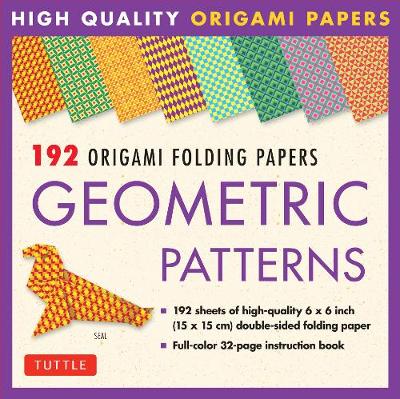 192 Origami Folding Papers in Geometric Patterns: 6x6 Inch Origami Paper Printed with 8 Different Patterns: Origami Book with Instructions 4 Projects Included book