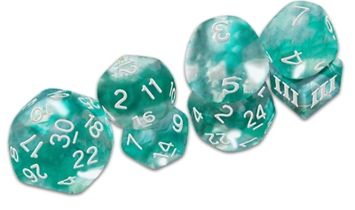 Thracian Azure Swirl Dice - DCC Funky 7-set book
