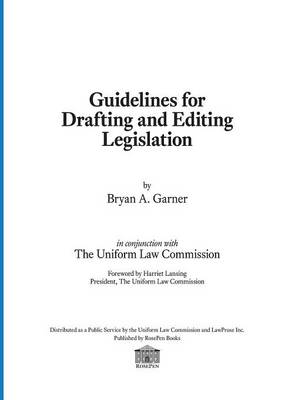 Guidelines for Drafting and Editing Legislation book