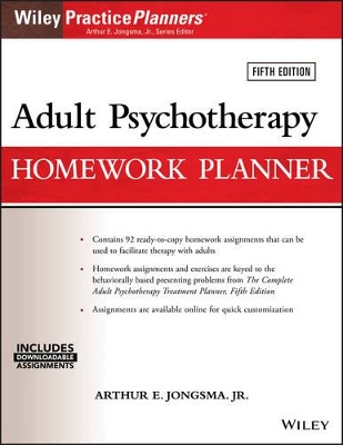 Adult Psychotherapy Homework Planner by Arthur E. Jongsma