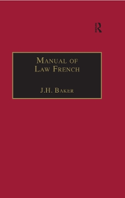 Manual of Law French by J.H. Baker