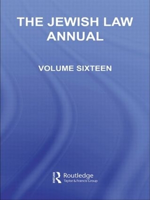 The Jewish Law Annual Volume 16 book