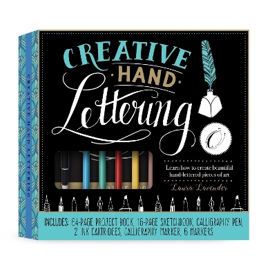 Creative Hand Lettering Kit: Learn how to create beautiful hand-lettered pieces of art-Includes: 64-page Project Book, 16-page Sketchbook, Calligraphy Pen, 2 Ink Cartridges, Calligraphy Marker, 6 Markers book