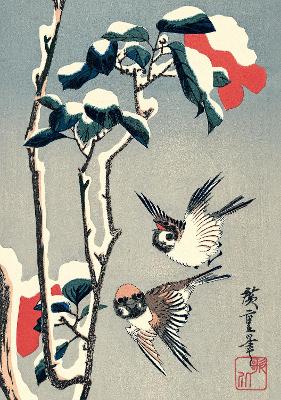 Journal Sparrows and Camellia in Snow by Hiroshige, Lined PB: Blank Lined 144 Page A5 Notebook book
