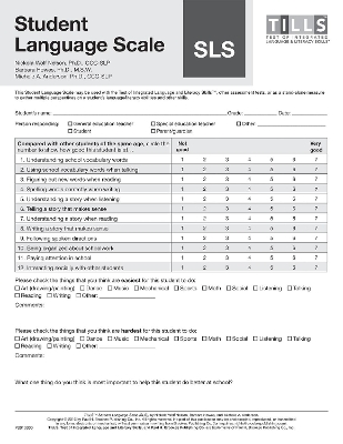 Test of Integrated Language and Literacy Skills® (TILLS®) Student Language Scale book