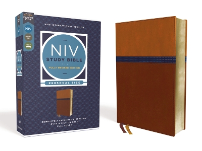 NIV Study Bible, Fully Revised Edition (Study Deeply. Believe Wholeheartedly.), Personal Size, Leathersoft, Brown/Blue, Red Letter, Comfort Print book