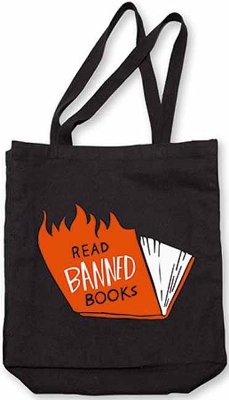 Banned Books Tote (flames) book