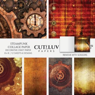 Steampunk Collage Paper for Scrapbooking: Vintage Grunge Old Decorative Paper for Crafting book