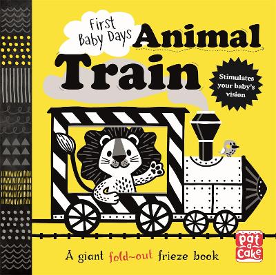 First Baby Days: Animal Train: A high-contrast, fold-out board book book