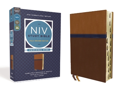 NIV Study Bible, Fully Revised Edition (Study Deeply. Believe Wholeheartedly.), Personal Size, Leathersoft, Brown/Blue, Red Letter, Thumb Indexed, Comfort Print book