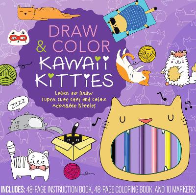 Draw & Color Kawaii Kitties Kit book