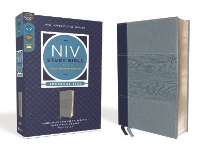 NIV Study Bible, Fully Revised Edition (Study Deeply. Believe Wholeheartedly.), Personal Size, Leathersoft, Navy/Blue, Red Letter, Comfort Print book