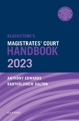 Blackstone's Magistrates' Court Handbook 2023 book