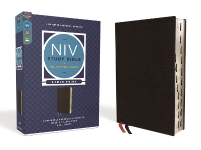 NIV Study Bible, Fully Revised Edition (Study Deeply. Believe Wholeheartedly.), Large Print, Bonded Leather, Black, Red Letter, Thumb Indexed, Comfort Print book