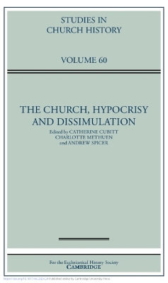 The Church, Hypocrisy and Dissimulation: Volume 60 book