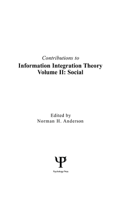 Contributions To Information Integration Theory: Volume 2: Social book