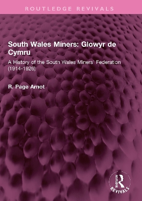 South Wales Miners: Glowyr de Cymru: A History of the South Wales Miners' Federation (1914-1926) book