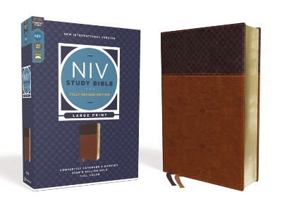 NIV Study Bible, Fully Revised Edition (Study Deeply. Believe Wholeheartedly.), Large Print, Leathersoft, Brown, Red Letter, Comfort Print book