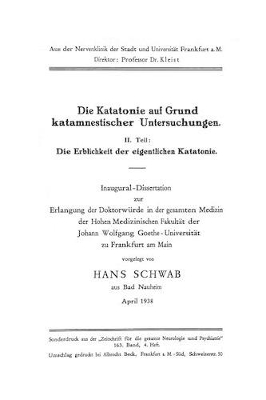 Die Katatonie auf Grund katamnestischer Untersuchungen: II. Teil: Die Erblichkeit der eigentlichen Katatonie book