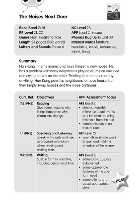 BC JD Plays Gold/2B The Noises Next Door Guided Reading Card book