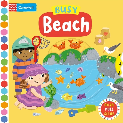 Busy Beach: A Push, Pull, Slide Book by Campbell Books