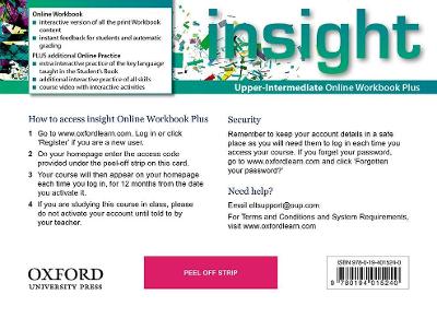 insight: Upper-Intermediate: Online Workbook Plus - Card with Access Code book