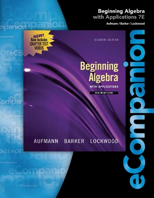 eCompanion for Aufmann/Lockwood's Beginning Algebra, 1st by Richard Aufmann