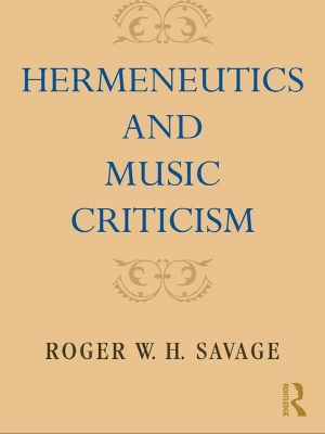 Hermeneutics and Music Criticism book