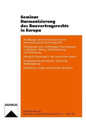 Seminar Harmonisierung des Bauvertragsrechts in Europa book