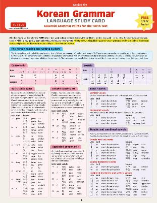 Korean Grammar Language Study Card: Essential Grammar Points for the TOPIK Test (Includes Online Audio) book