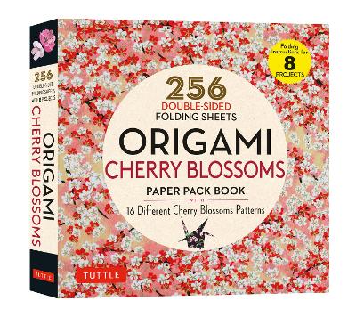 Origami Cherry Blossoms Paper Pack Book: 256 Double-Sided Folding Sheets with 16 Different Cherry Blossom Patterns with solid colors on the back (Includes Instructions for 8 Models) book