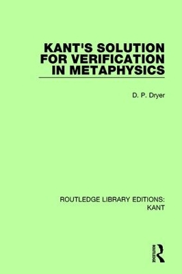 Kant's Solution for Verification in Metaphysics book