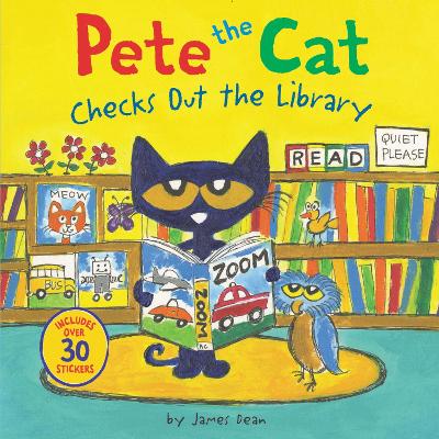 Pete the Cat Checks Out the Library: Includes Over 30 Stickers! book