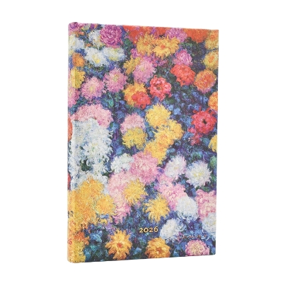 2026 Monet's Chrysanthemums Mini 12-month Horizontal Hardcover Flexi Dayplanner 2026 (Elastic Band Closure) book