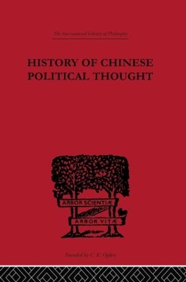 History of Chinese Political Thought by Liang Chi-Chao