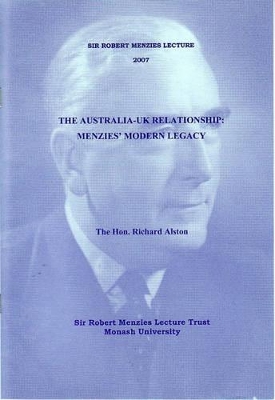 The Australia-UK Relationship: Menzies' Modern Legacy book