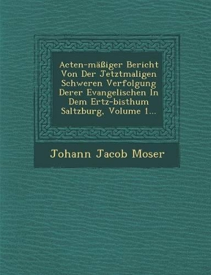 Acten-Massiger Bericht Von Der Jetztmaligen Schweren Verfolgung Derer Evangelischen in Dem Ertz-Bisthum Saltzburg, Volume 1... book