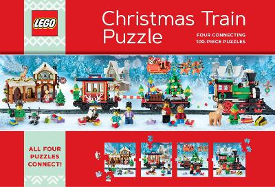 LEGO Christmas Train Puzzle: Four Connecting 100-Piece Puzzles book