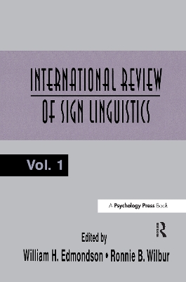 International Review of Sign Linguistics by William Edmondson