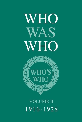 Who Was Who Volume II 1916-1928 book