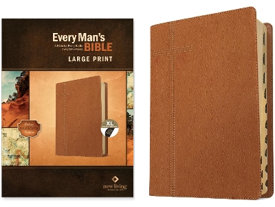 NLT Every Man's Bible, Large Print Pursuit Saddle Tan, Index by Stephen Arterburn