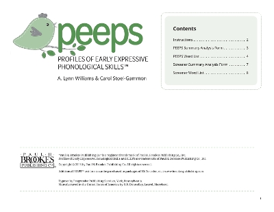 Profiles of Early Expressive Phonological Skills (PEEPS™) Forms book