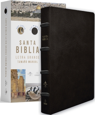 Biblia Reina Valera 1960 letra grande. Piel Premier negro, índice, tamaño manual / Spanish Bible RVR 1960 Handy Size, Large Print, Index Tabs, Bonded Leather book