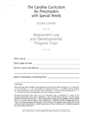 Assessment Log and Developmental Progress Charts Preschoolers with Special Needs (CCPSN) book