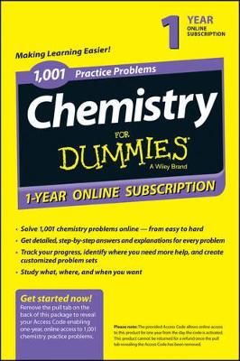 1,001 Chemistry Practice Problems for Dummies Access Code Card (1-Year Subscription) book