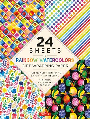 Rainbow Watercolors Gift Wrapping Paper - 24 sheets: 18 x 24