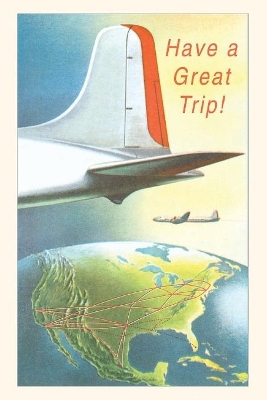 Vintage Journal Tail of Airplane Over US Travel Poster book